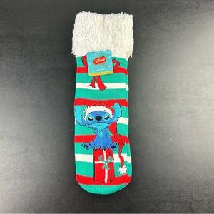 Disney Lilo & Stitch Christmas Slipper Socks Fits Shoe Womens Size 4-10